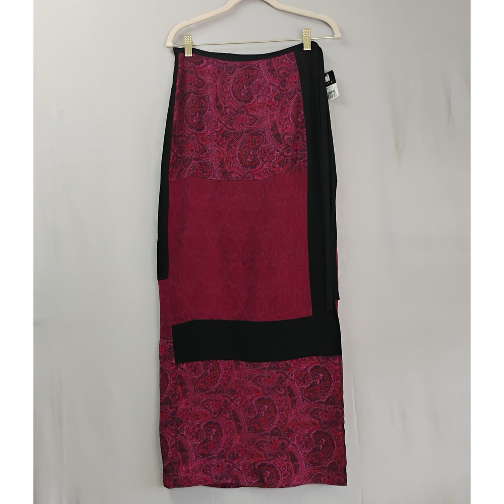 Carole Little Magenta and Black Midi Patchwork Skirt